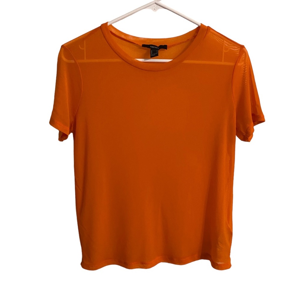 Forever 21 Women’s Sheer Orange Colored Shirt, Size Small